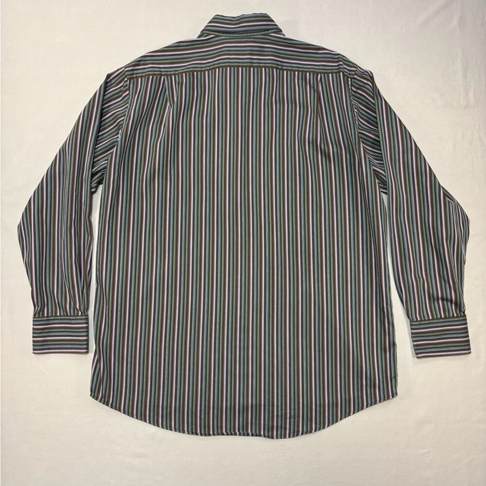 Lacoste Men's Brown and Multicolored Striped Button Down Shirt Size 44 XL - Picture 7 of 7